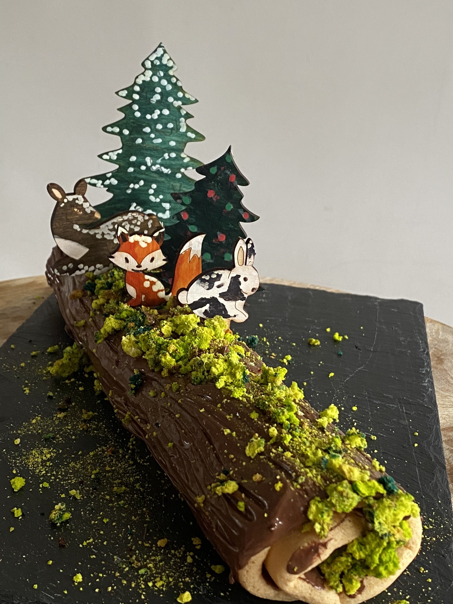 Décoration de bûche de Noël en bois à personnaliser